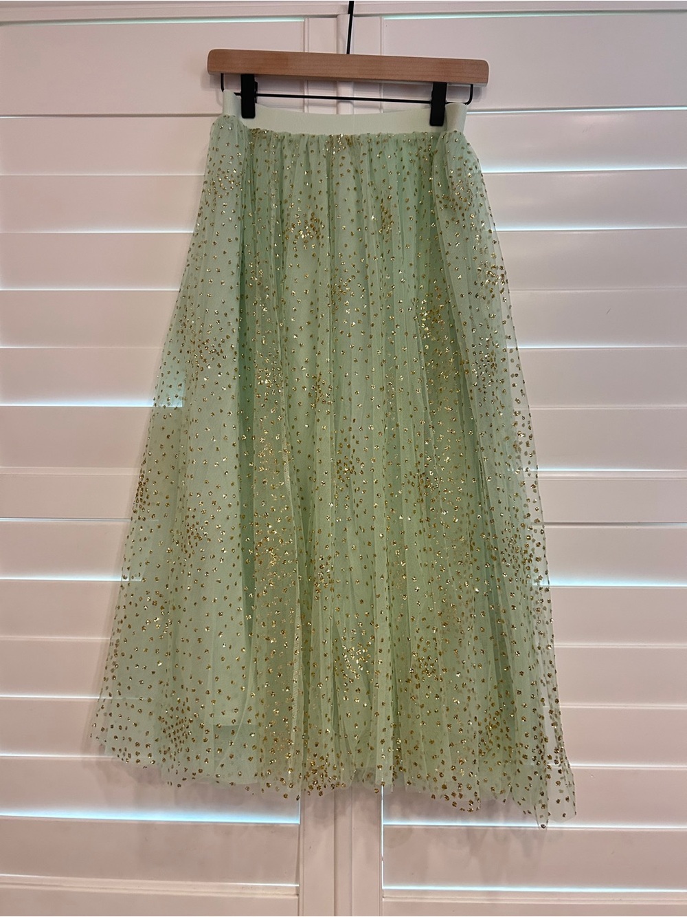 Anthropologie Sydney Shimmer Tulle Midi Skirt Mint Green Size Small - Picture 3 of 6